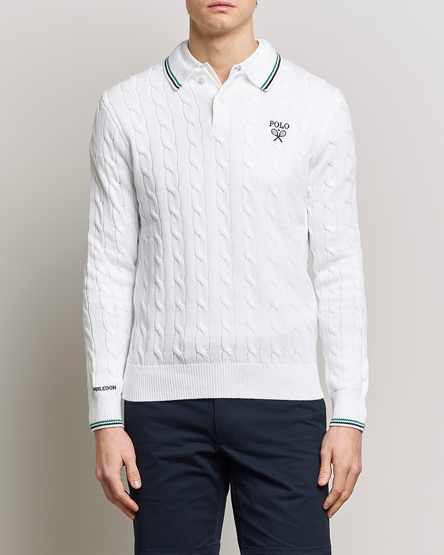 Herre | Gensere | Polo Ralph Lauren | Cotton Cable Knitted Polo Ceramic White