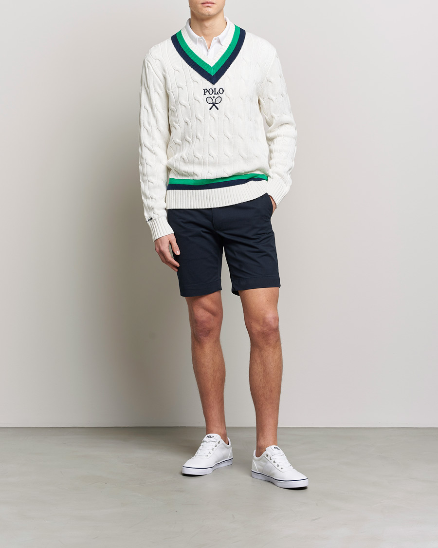 Herre | Gensere | Polo Ralph Lauren | Knitted V-Neck Cricket Sweater Ceramic White
