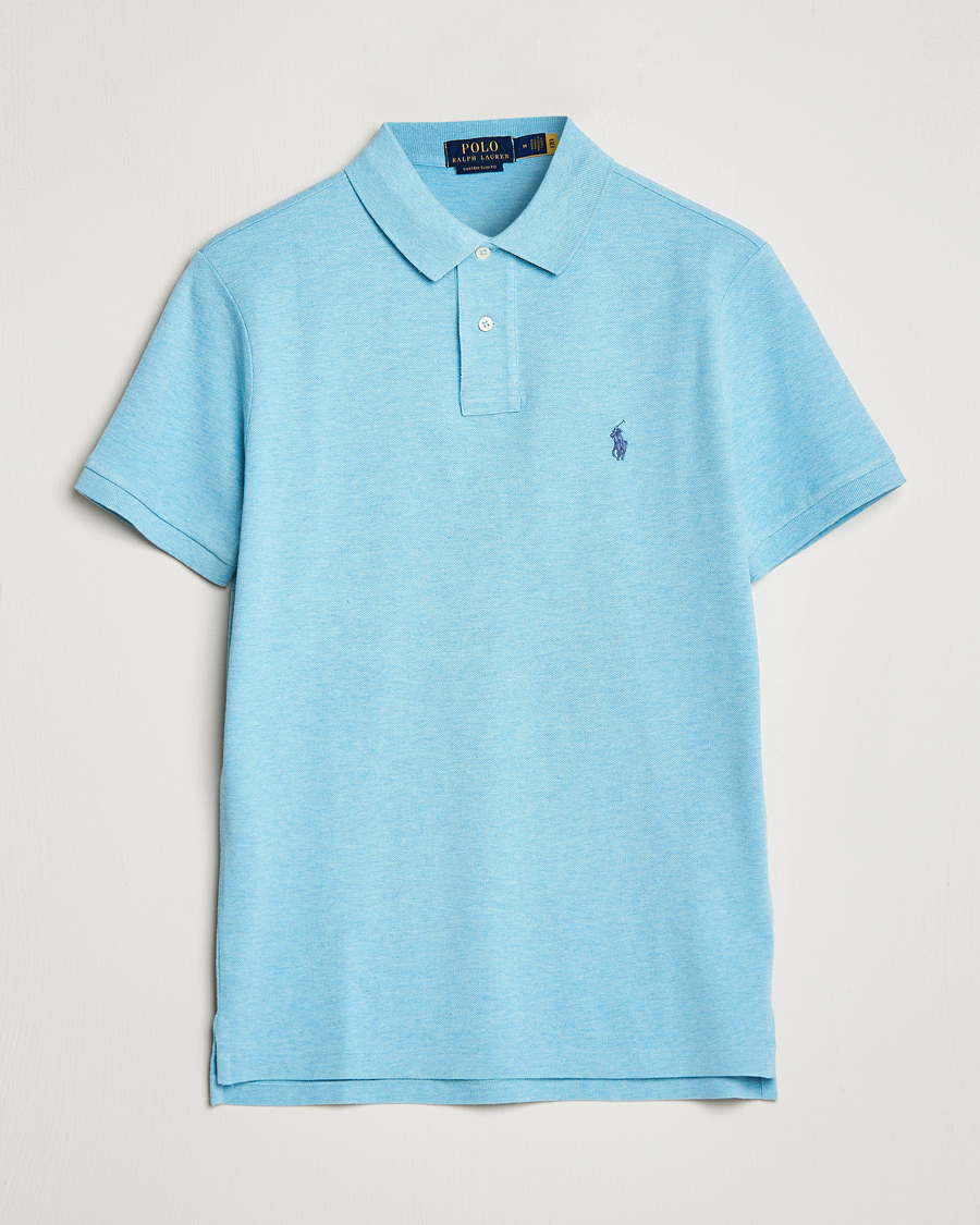 Herre | Pikéer | Polo Ralph Lauren | Custom Slim Fit Polo Watchhill Blue Heather