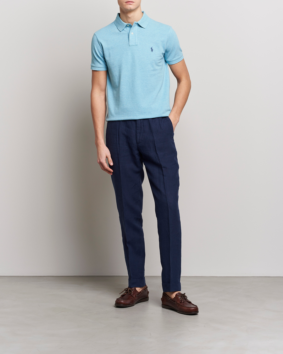 Herre | Pikéer | Polo Ralph Lauren | Custom Slim Fit Polo Watchhill Blue Heather