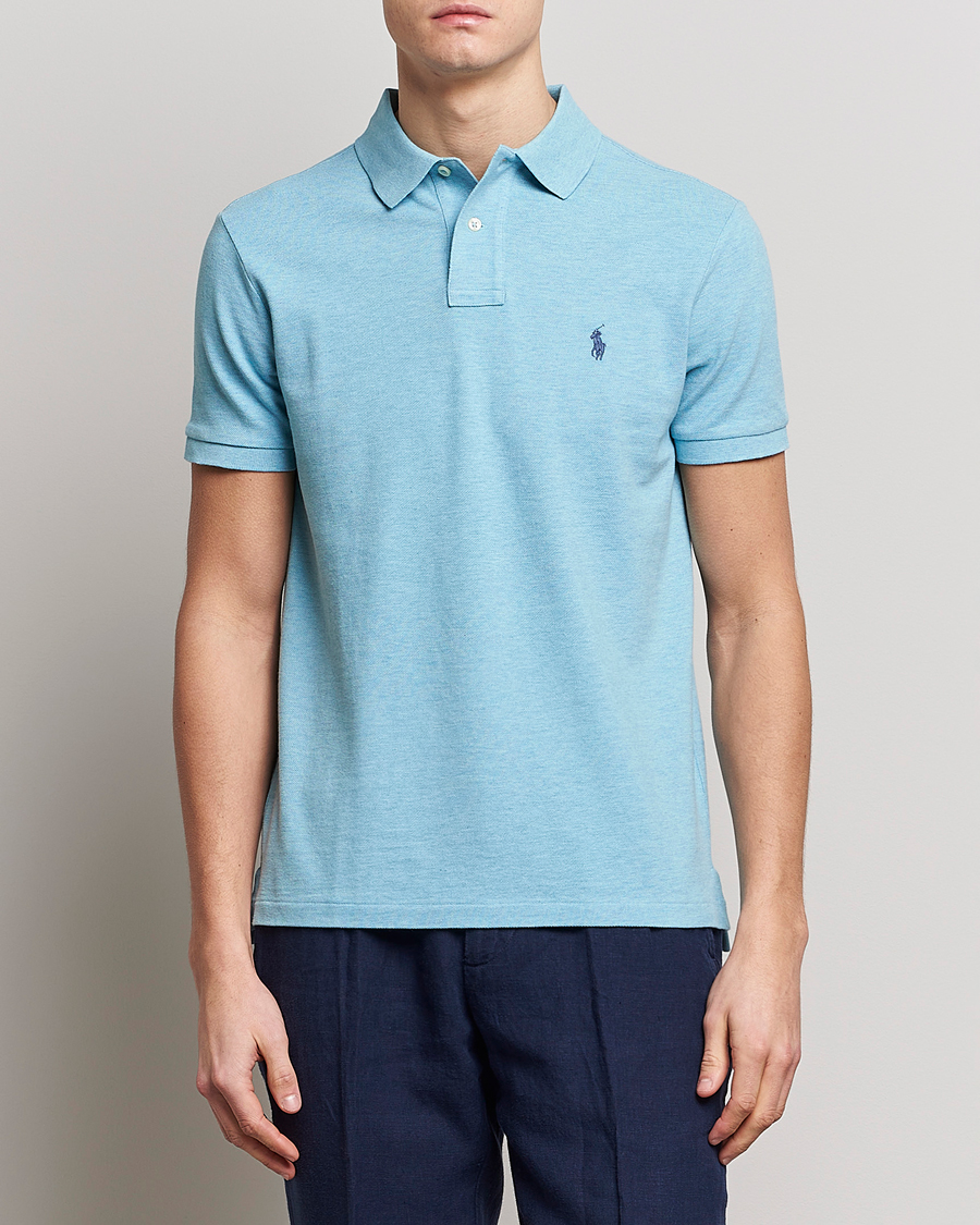 Herre | Pikéer | Polo Ralph Lauren | Custom Slim Fit Polo Watchhill Blue Heather