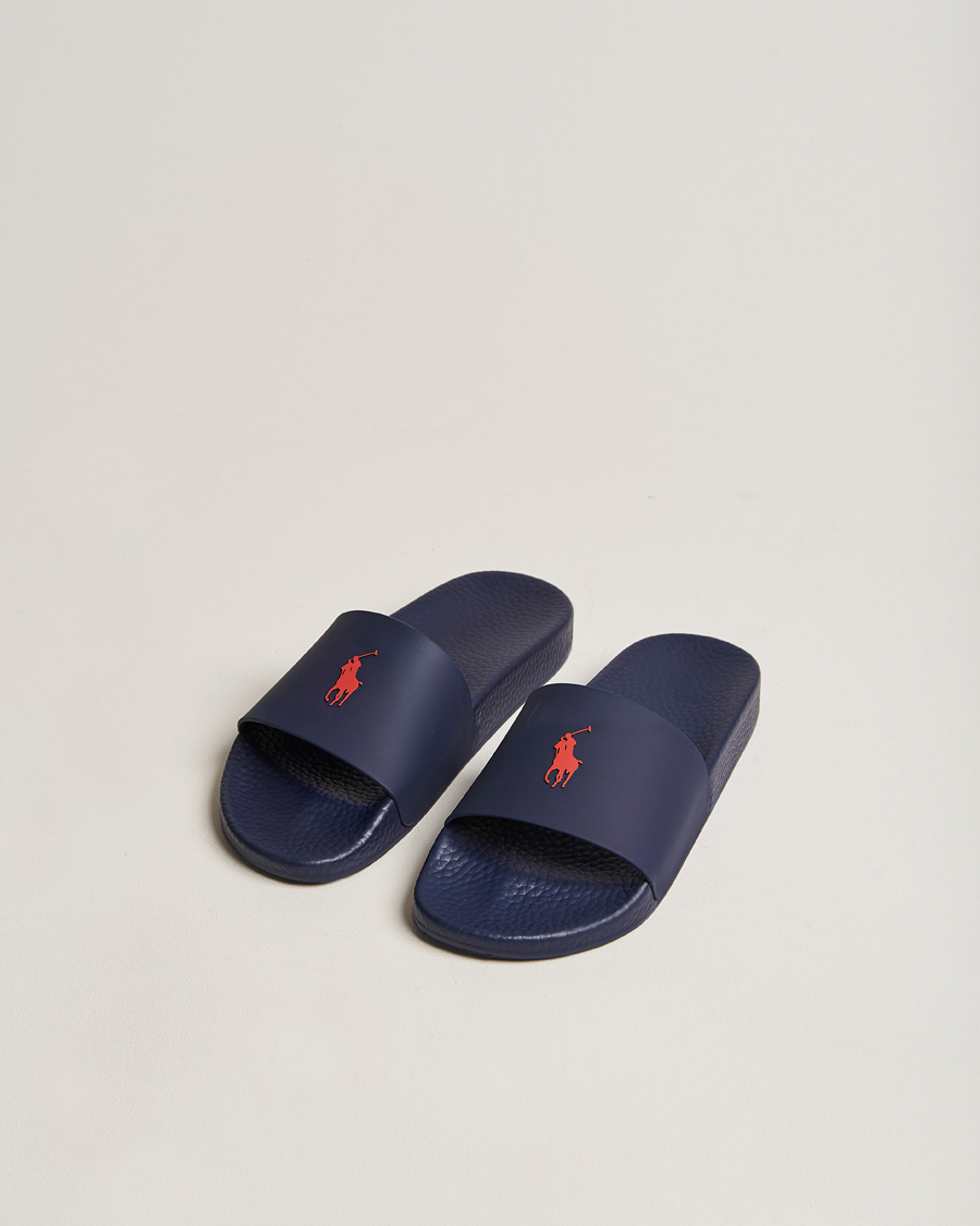 Herre | Polo Ralph Lauren Logo Slides Navy | Polo Ralph Lauren | Logo Slides Navy