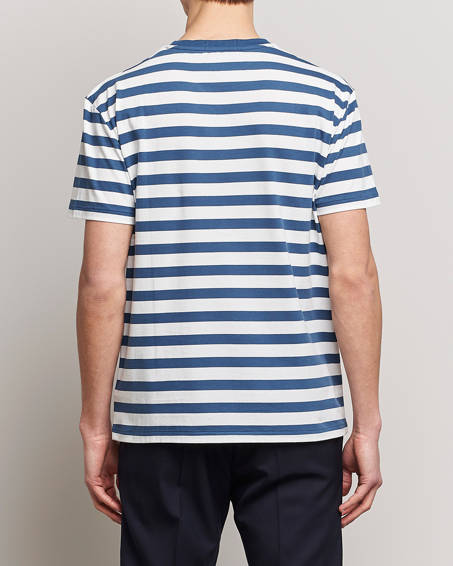 Herre | T-Shirts | Polo Ralph Lauren | Brushed Spa Jersey Striped Crew Neck T-Shirt White/Blue