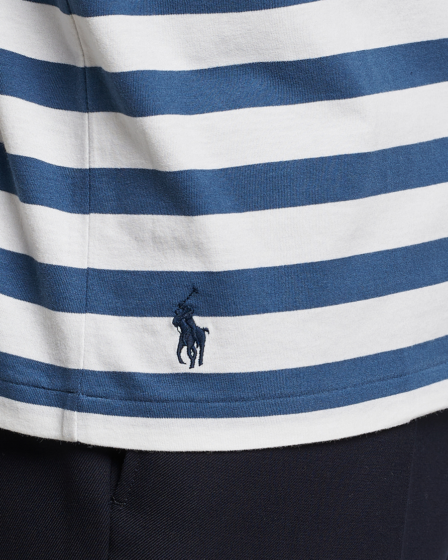 Herre | T-Shirts | Polo Ralph Lauren | Brushed Spa Jersey Striped Crew Neck T-Shirt White/Blue
