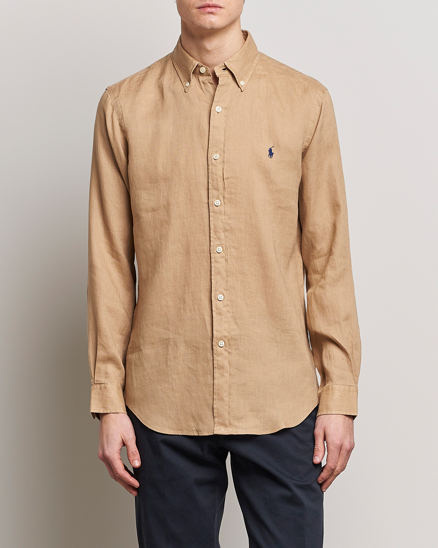 Herre | Linskjorter | Polo Ralph Lauren | Custom Fit Linen Button Down Vintage Khaki