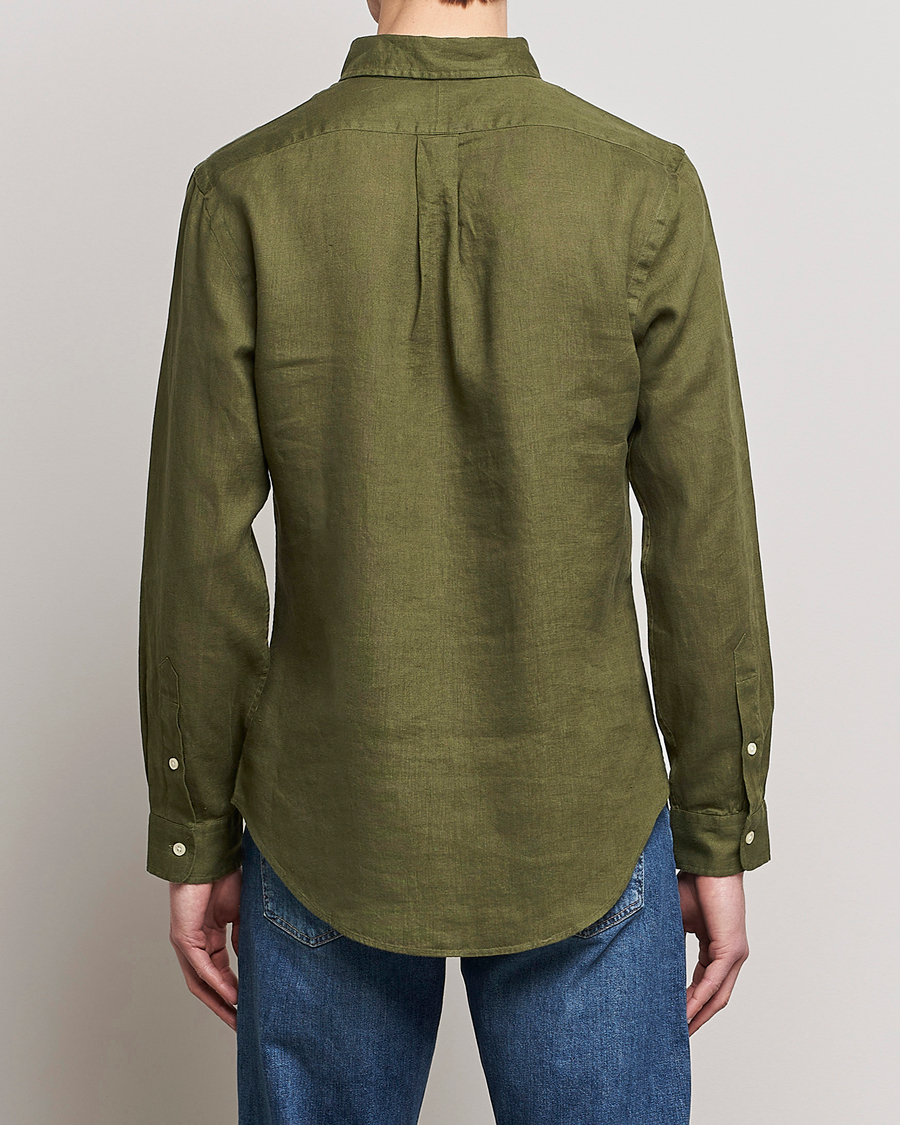 Herre | Skjorter | Polo Ralph Lauren | Slim Fit Linen Button Down Shirt Dark Sage