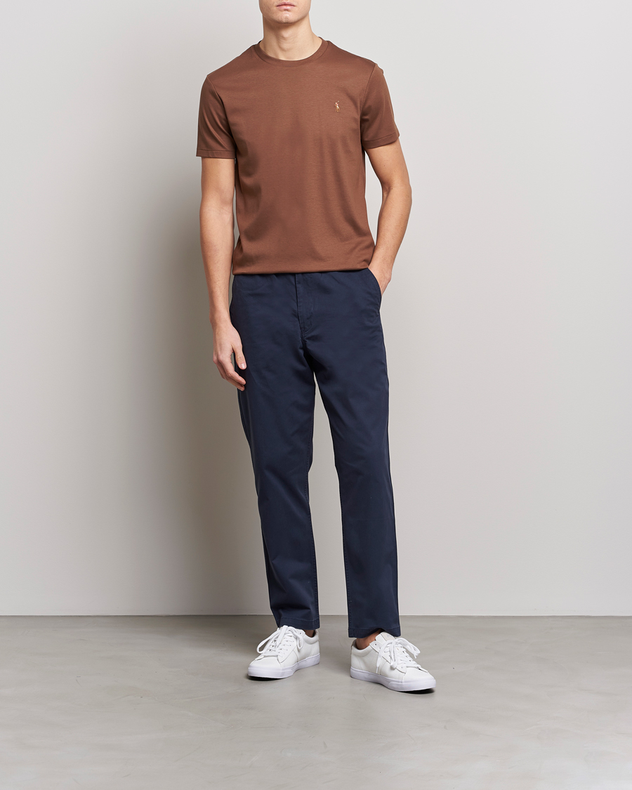 Herre | T-Shirts | Polo Ralph Lauren | Pima Cotton Crew Neck T-Shirt Luggage Brown