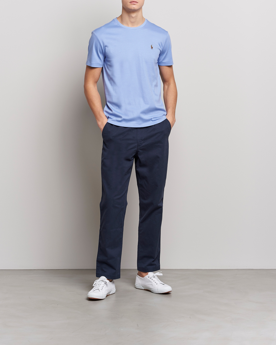 Herre | T-Shirts | Polo Ralph Lauren | Luxury Pima Cotton Crew Neck T-Shirt Lafayette Blue