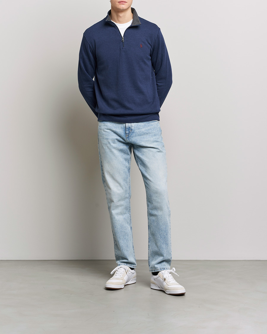 Herre | Gensere | Polo Ralph Lauren | Double Knit Half-Zip Sweater Spring Navy Heather