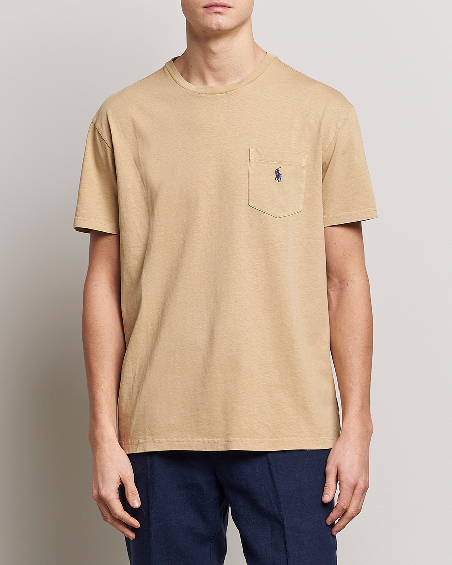 Herre |  | Polo Ralph Lauren | Cotton/Linen Crew Neck T-Shirt Vintage Khaki