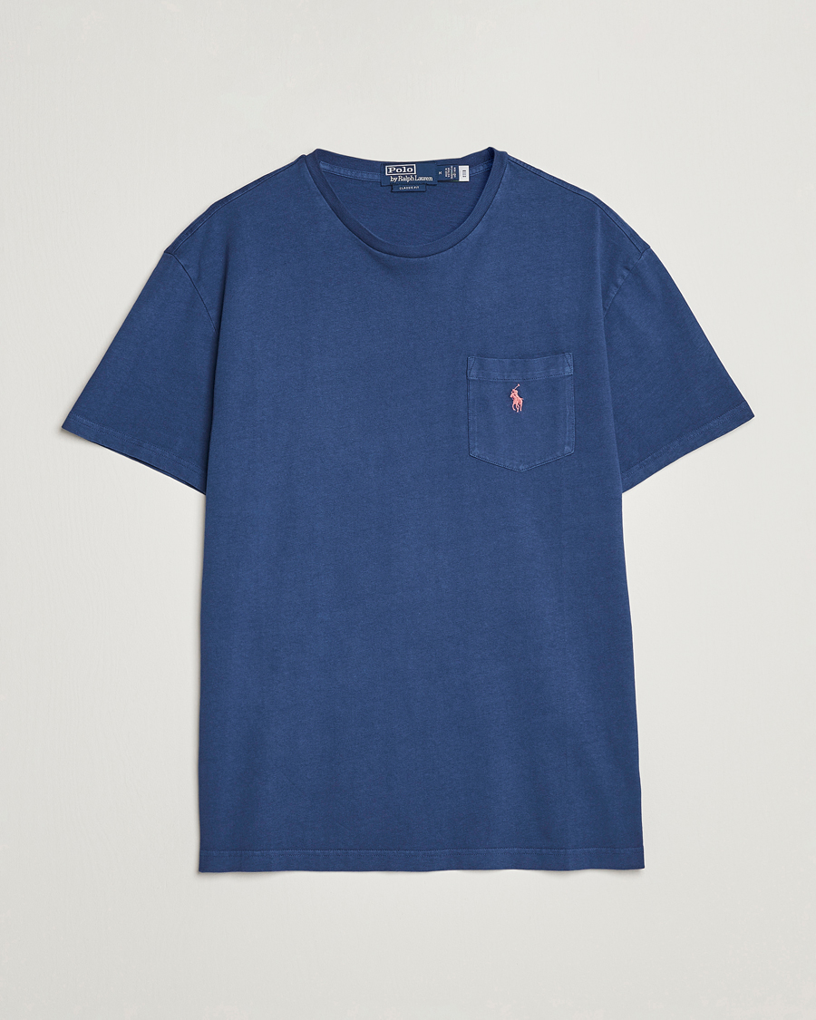 Herre | T-Shirts | Polo Ralph Lauren | Cotton/Linen Crew Neck T-Shirt Light Navy