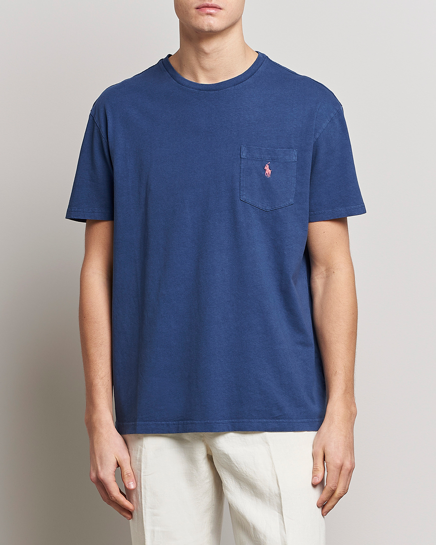 Herre |  | Polo Ralph Lauren | Cotton/Linen Crew Neck T-Shirt Light Navy