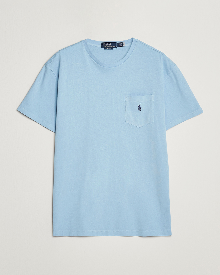 Herre | T-Shirts | Polo Ralph Lauren | Cotton/Linen Crew Neck T-Shirt Powder Blue