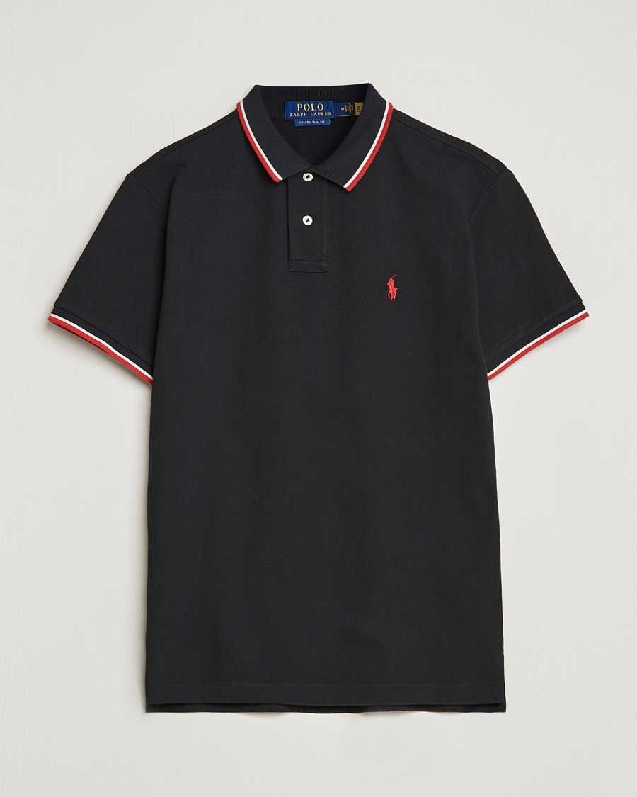 Herre | Pikéer | Polo Ralph Lauren | Custom Slim Fit Tipped Polo Black