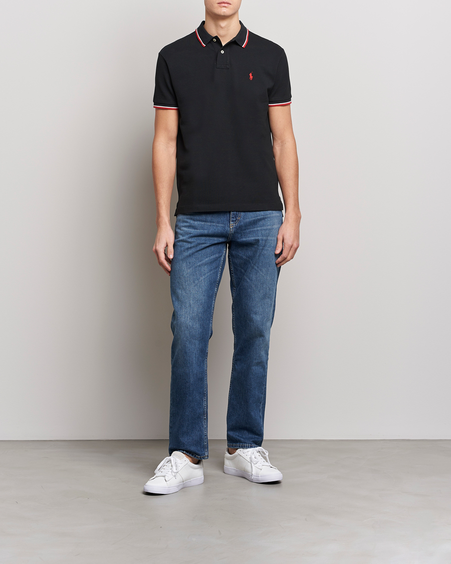 Herre | Pikéer | Polo Ralph Lauren | Custom Slim Fit Tipped Polo Black