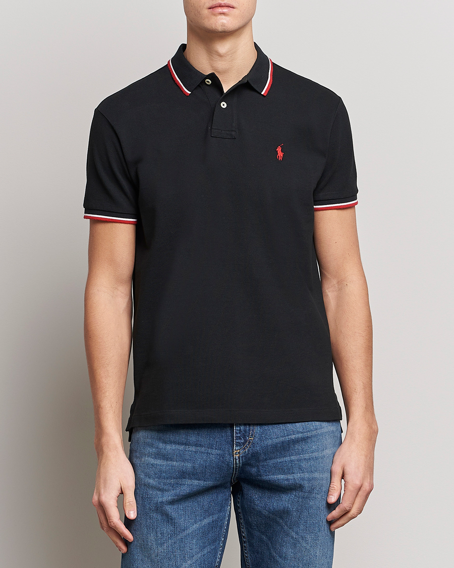 Herre | Pikéer | Polo Ralph Lauren | Custom Slim Fit Tipped Polo Black