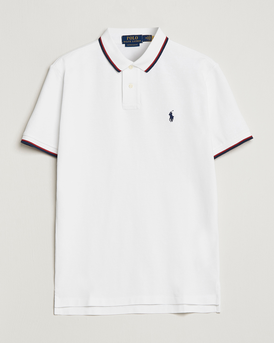 Herre | Pikéer | Polo Ralph Lauren | Custom Slim Fit Tipped Polo White
