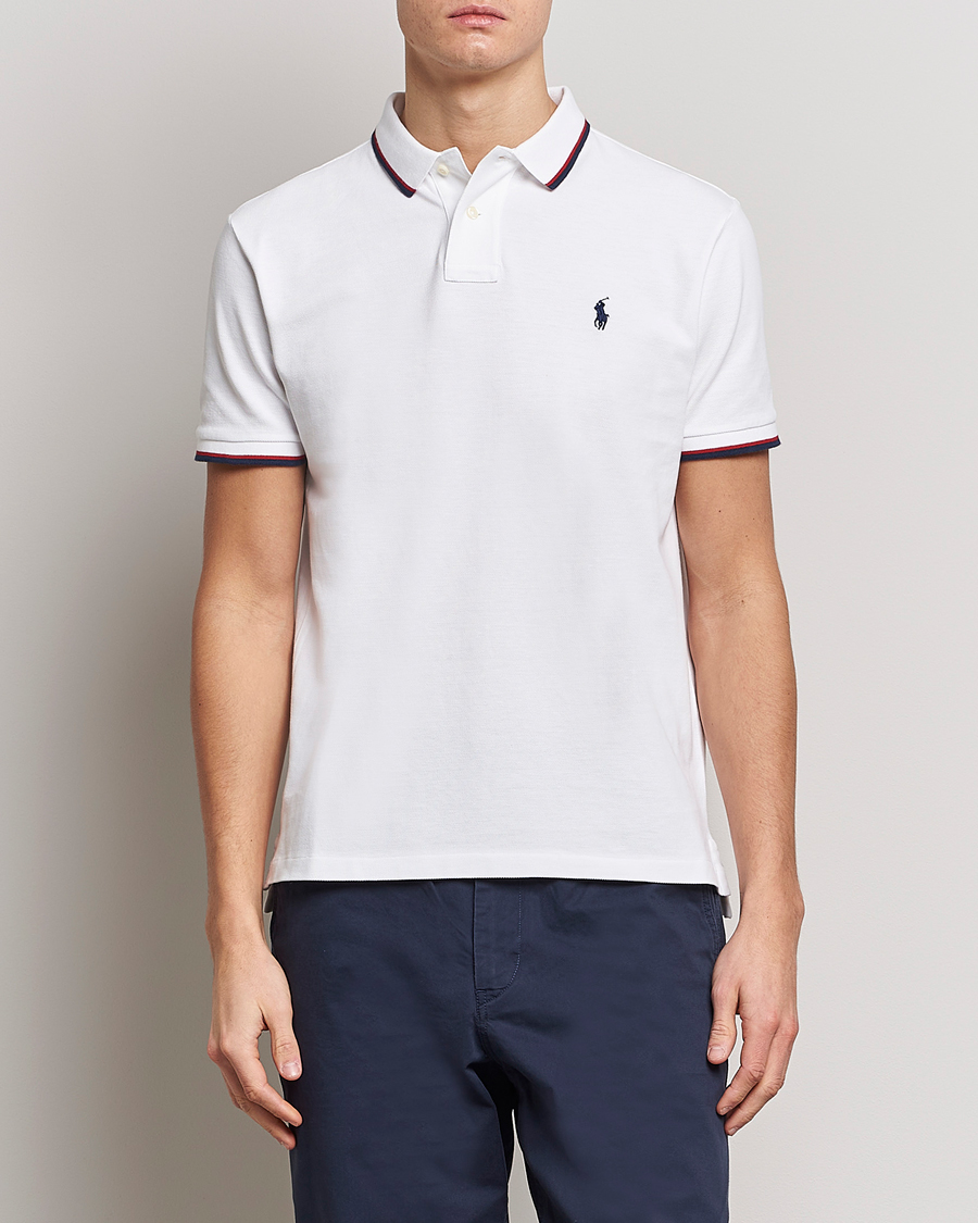 Herre | Pikéer | Polo Ralph Lauren | Custom Slim Fit Tipped Polo White