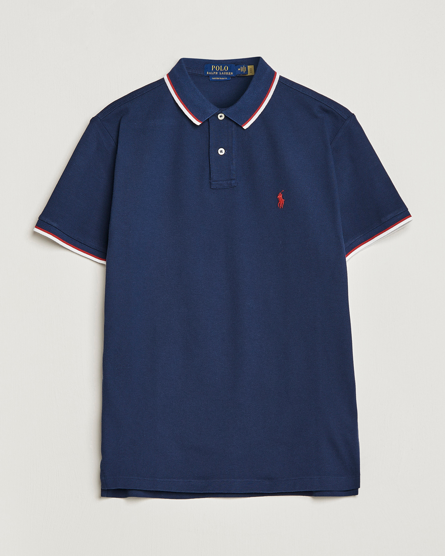 Herre | Pikéer | Polo Ralph Lauren | Custom Slim Fit Tipped Polo Newport Navy