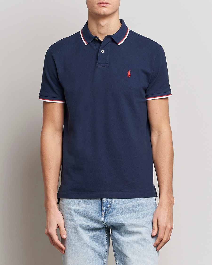 Herre | Pikéer | Polo Ralph Lauren | Custom Slim Fit Tipped Polo Newport Navy