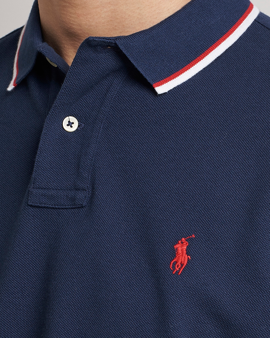 Herre | Pikéer | Polo Ralph Lauren | Custom Slim Fit Tipped Polo Newport Navy