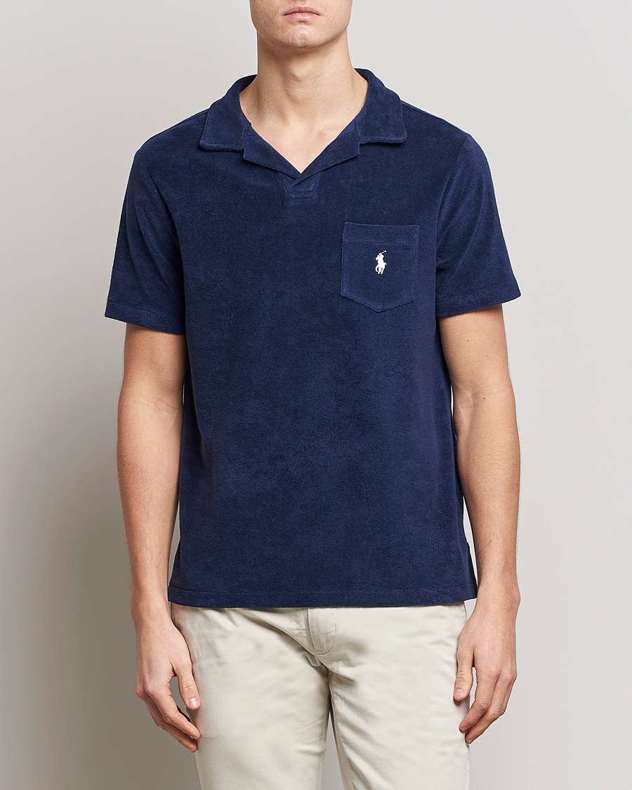 Herre | Avdelinger | Polo Ralph Lauren | Cotton Terry Open Collar Polo Newport Navy