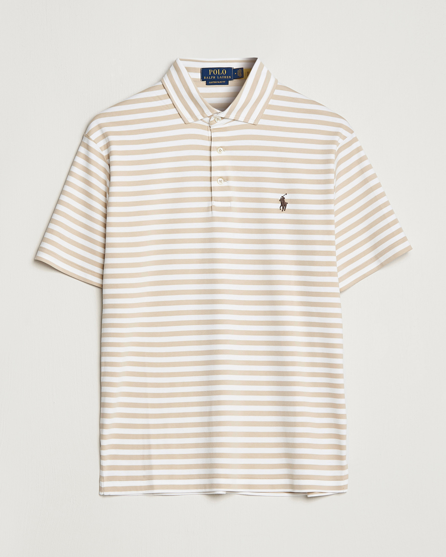 Herre | Pikéer | Polo Ralph Lauren | Luxury Pima Cotton Striped Polo Beige/White