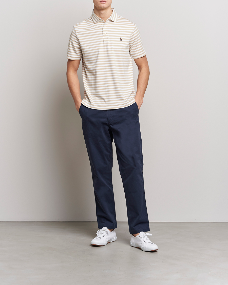 Herre | Pikéer | Polo Ralph Lauren | Luxury Pima Cotton Striped Polo Beige/White