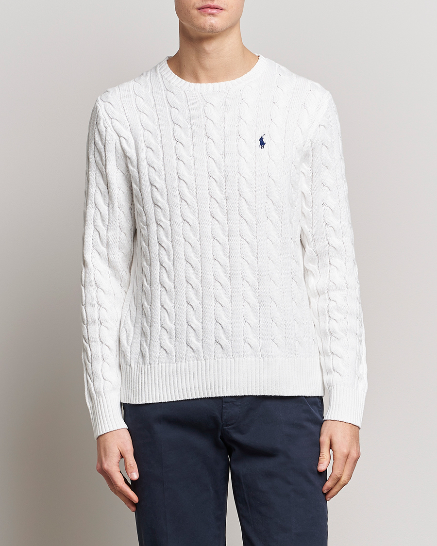 Herre | Pullovers rund hals | Polo Ralph Lauren | Cotton Cable Pullover White