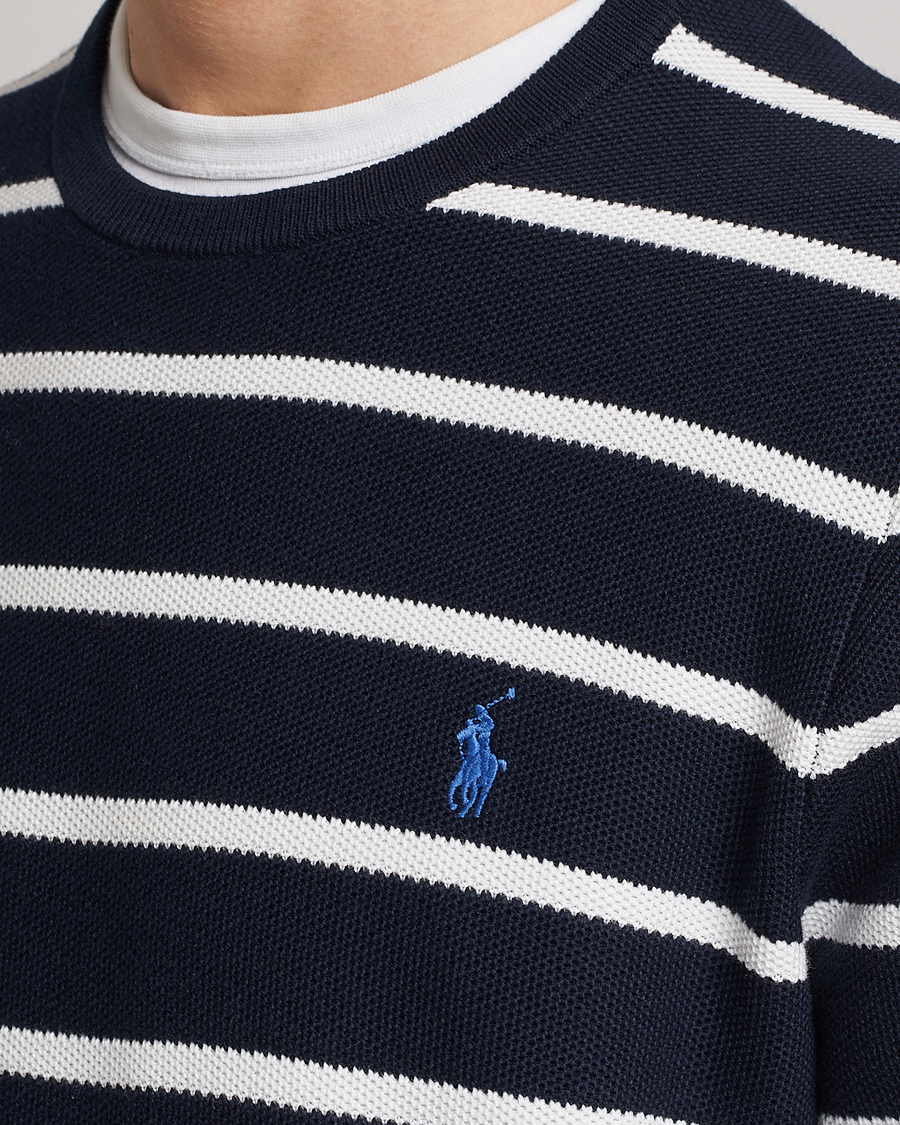 Herre | Gensere | Polo Ralph Lauren | Textured Striped Crew Neck Sweater Navy/White