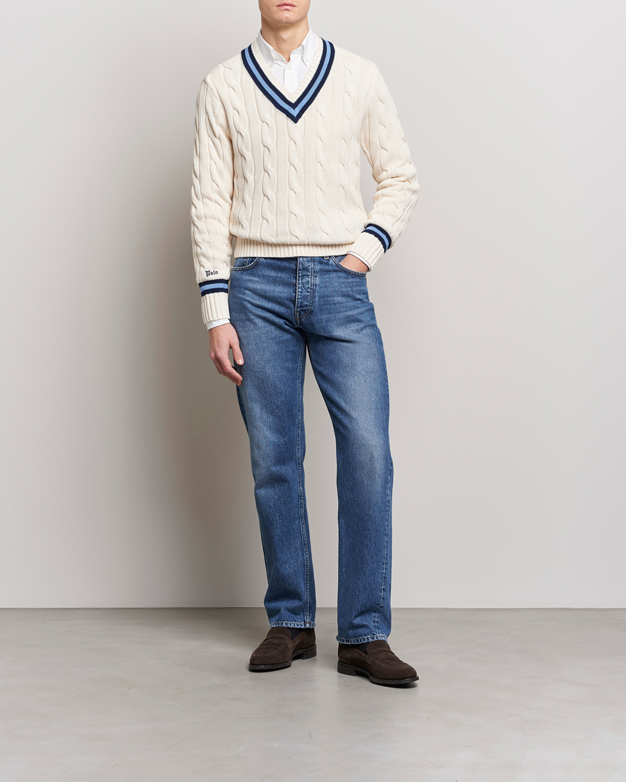 Herre | Gensere | Polo Ralph Lauren | Cricket Sweater Cream/Navy Stripe