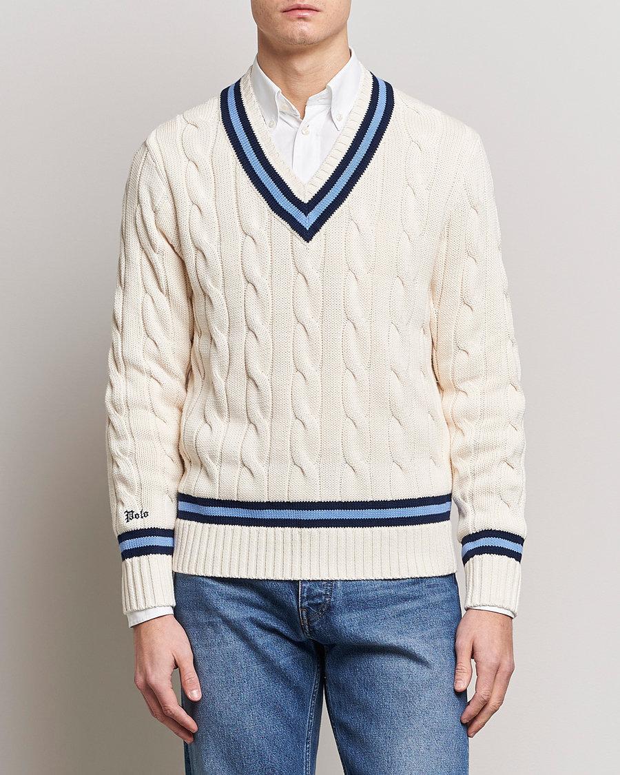Herre | Strikkede gensere | Polo Ralph Lauren | Cricket Sweater Cream/Navy Stripe