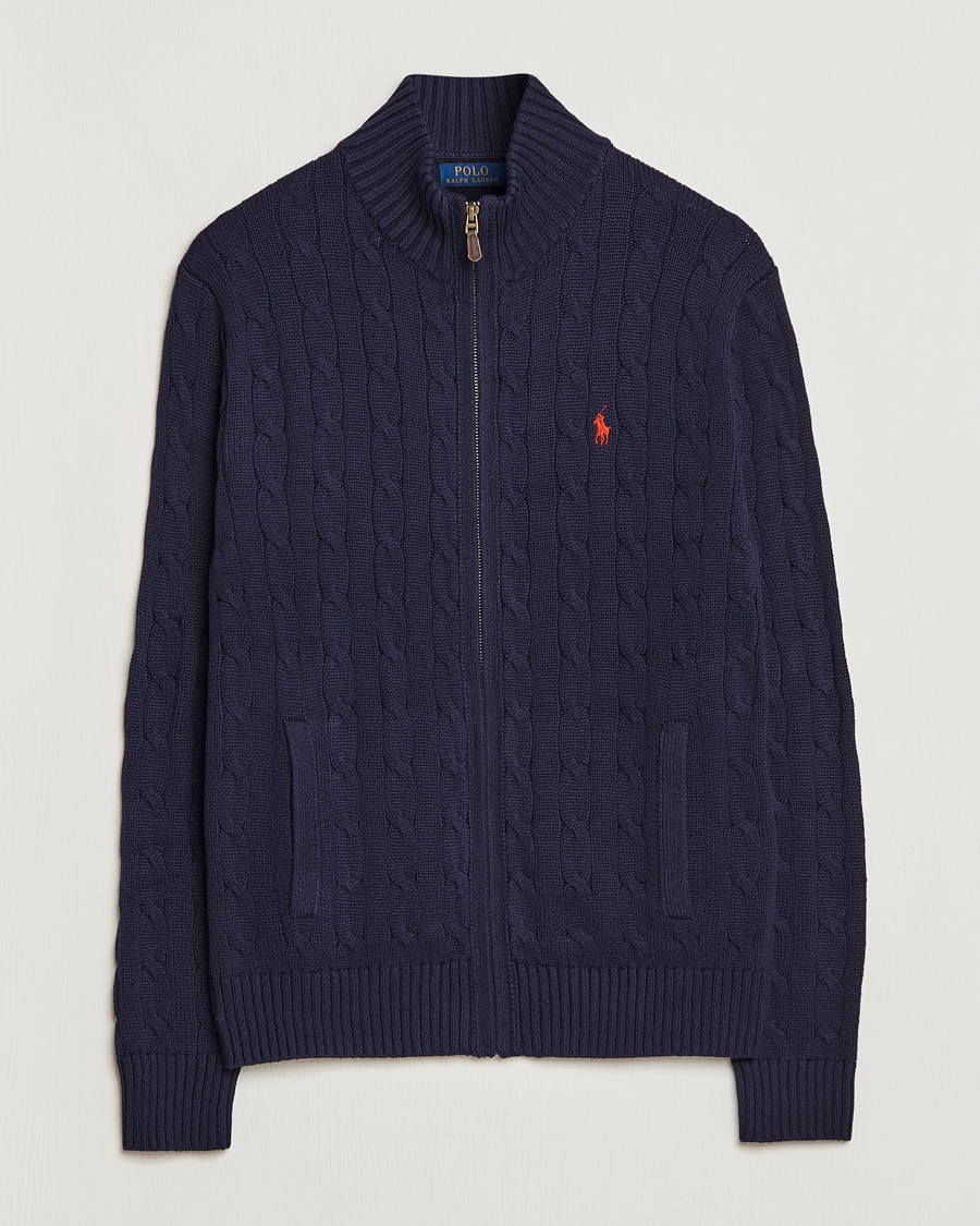 Herre | Gensere | Polo Ralph Lauren | Cable Knitted Full-Zip Hunter Navy