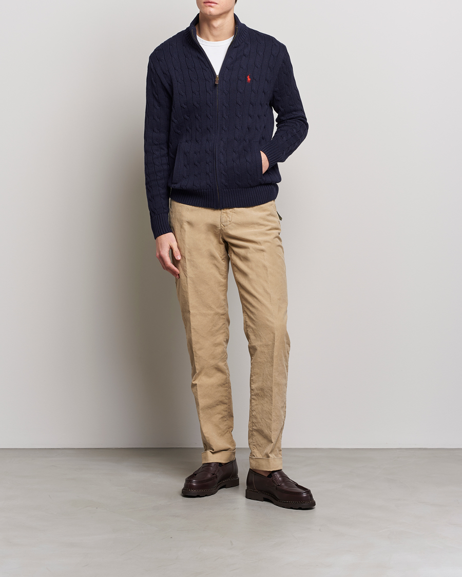 Herre | Gensere | Polo Ralph Lauren | Cable Knitted Full-Zip Hunter Navy