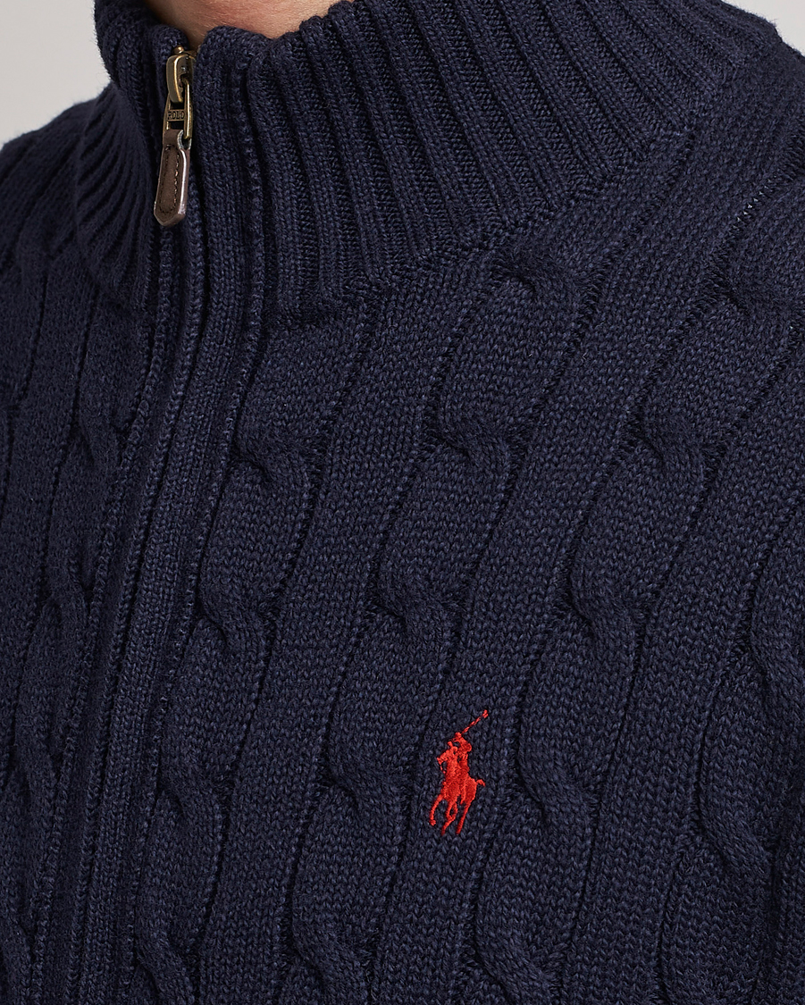 Herre | Gensere | Polo Ralph Lauren | Cable Knitted Full-Zip Hunter Navy