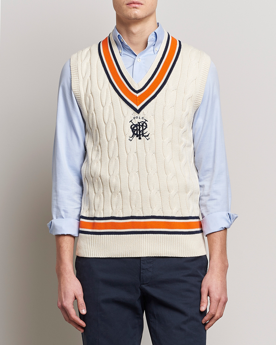 Herre | Gensere | Polo Ralph Lauren | Cricket V-Neck Knitted Vest Cream Multi