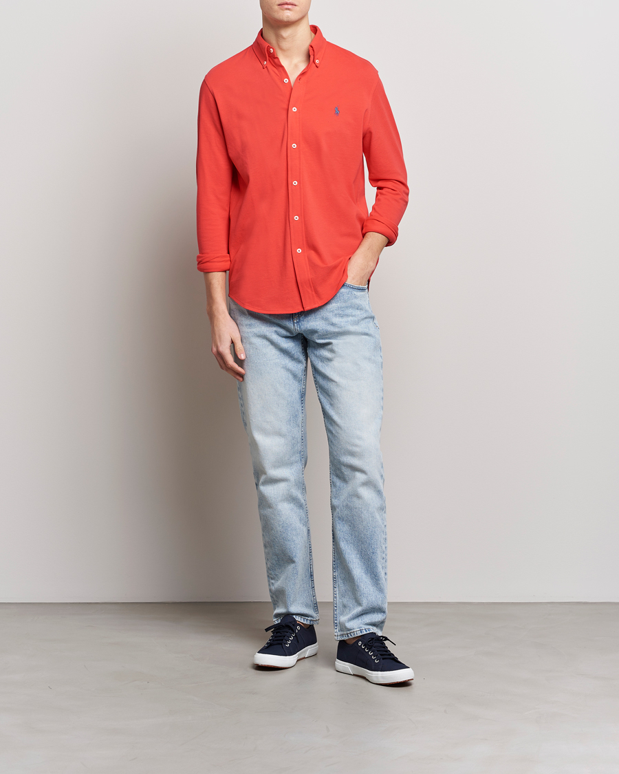 Herre | Skjorter | Polo Ralph Lauren | Featherweight Mesh Shirt Red Reef