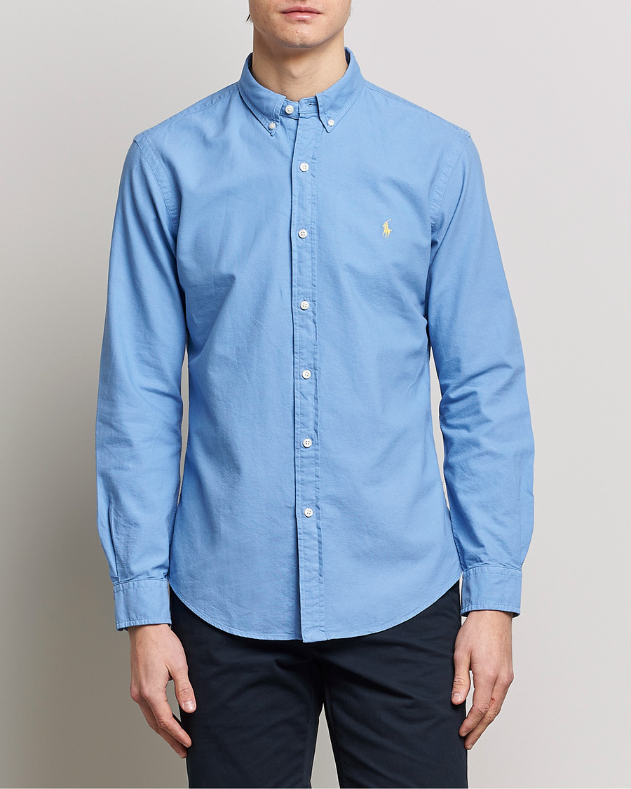 Herre |  | Polo Ralph Lauren | Slim Fit Garment Dyed Oxford Shirt Harbor Island Blue