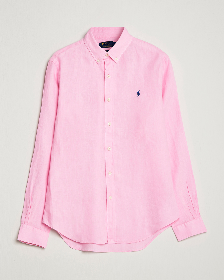 Herre | Skjorter | Polo Ralph Lauren | Slim Fit Linen Button Down Shirt Carmel Pink