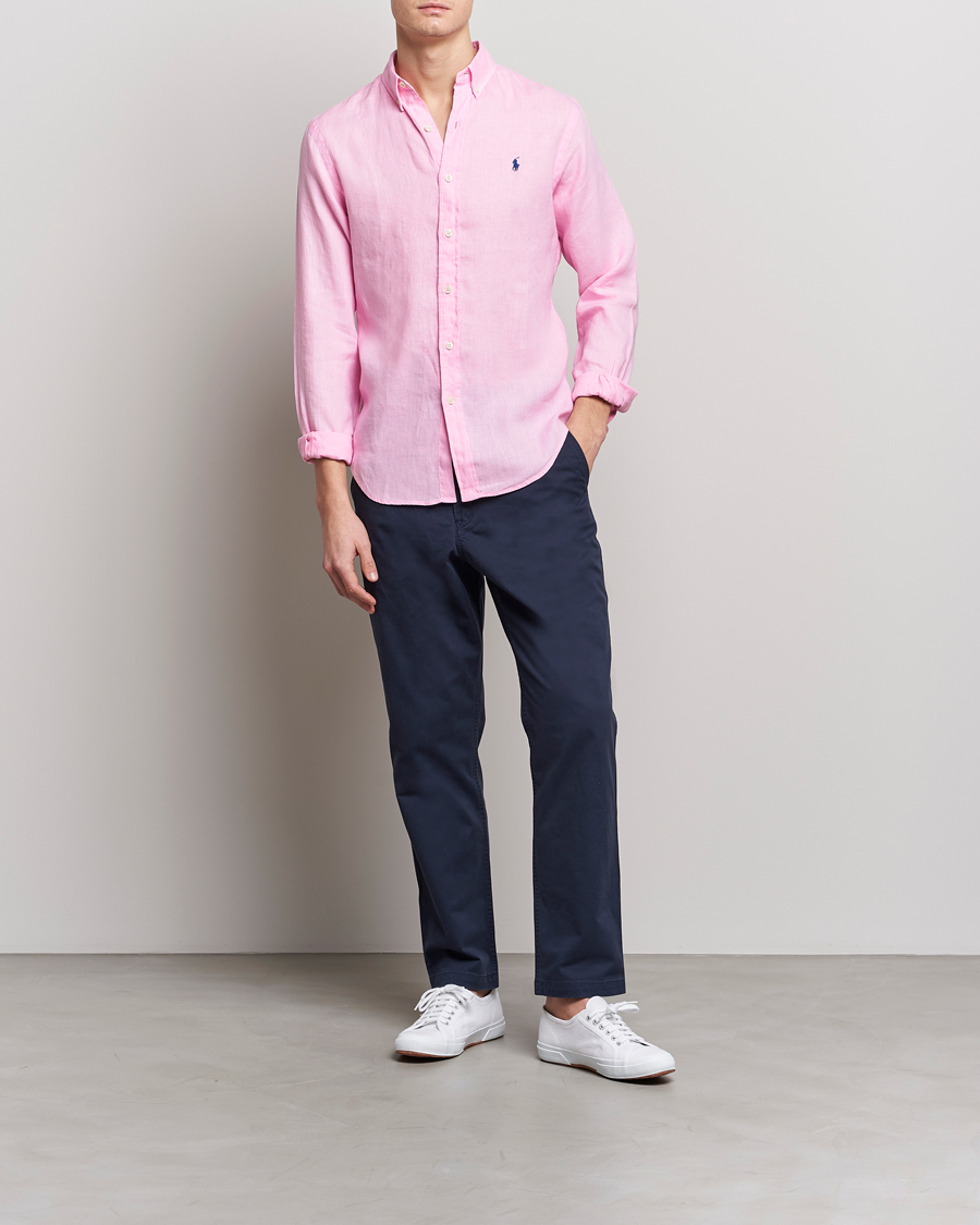Herre | Skjorter | Polo Ralph Lauren | Slim Fit Linen Button Down Shirt Carmel Pink