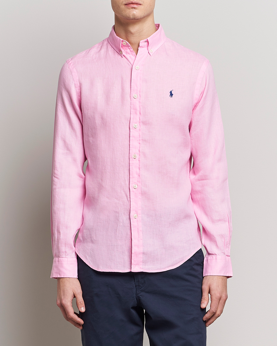 Herre | Linskjorter | Polo Ralph Lauren | Slim Fit Linen Button Down Shirt Carmel Pink