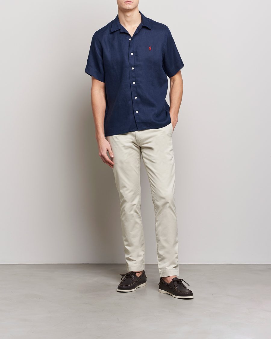Herre | Skjorter | Polo Ralph Lauren | Linen Camp Collar Short Sleeve Shirt Newport Navy