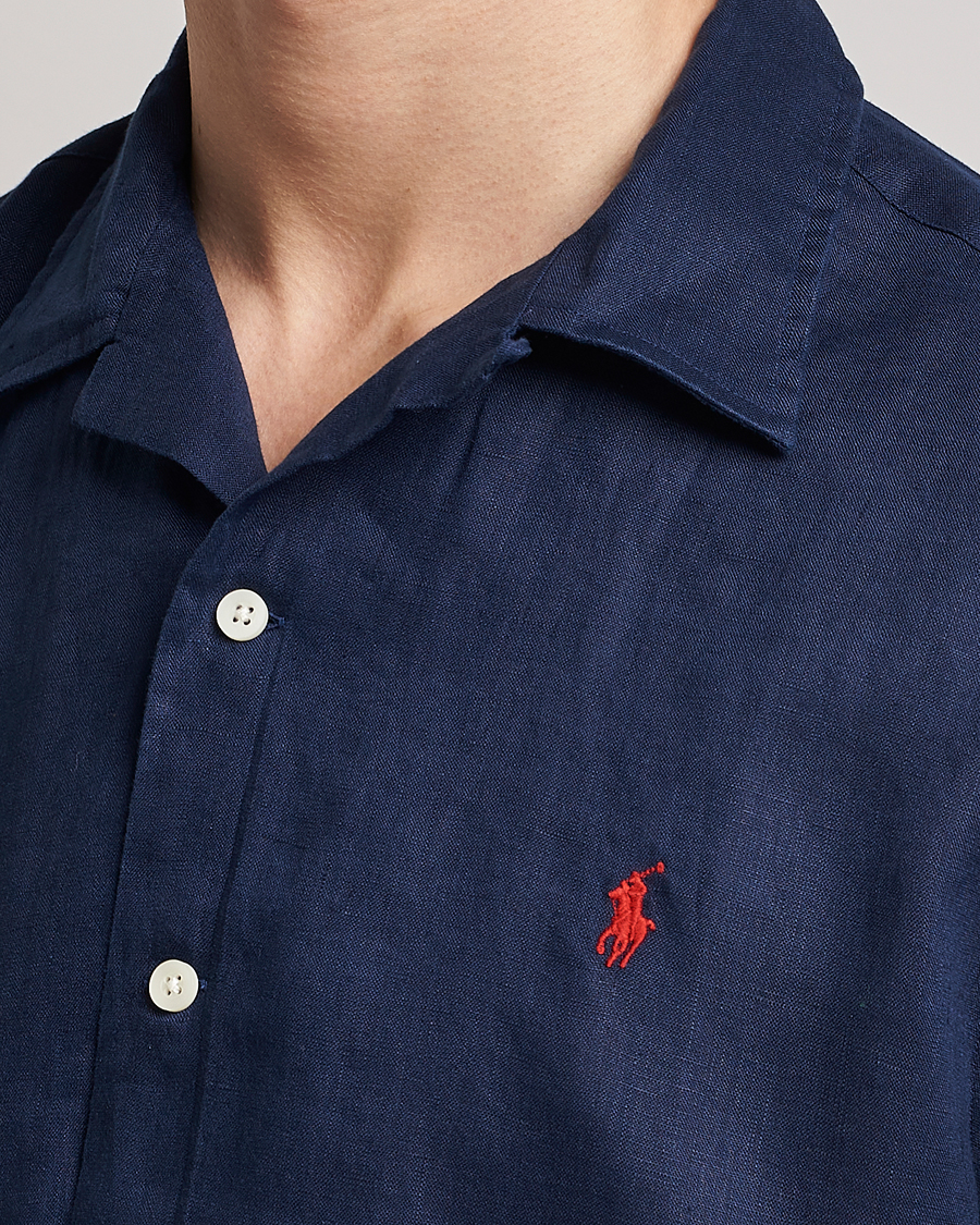Herre | Skjorter | Polo Ralph Lauren | Linen Camp Collar Short Sleeve Shirt Newport Navy
