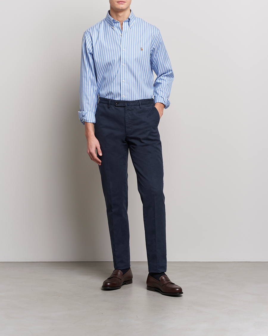 Herre | Skjorter | Polo Ralph Lauren | Custom Fit Striped Dress Shirt Blue/White