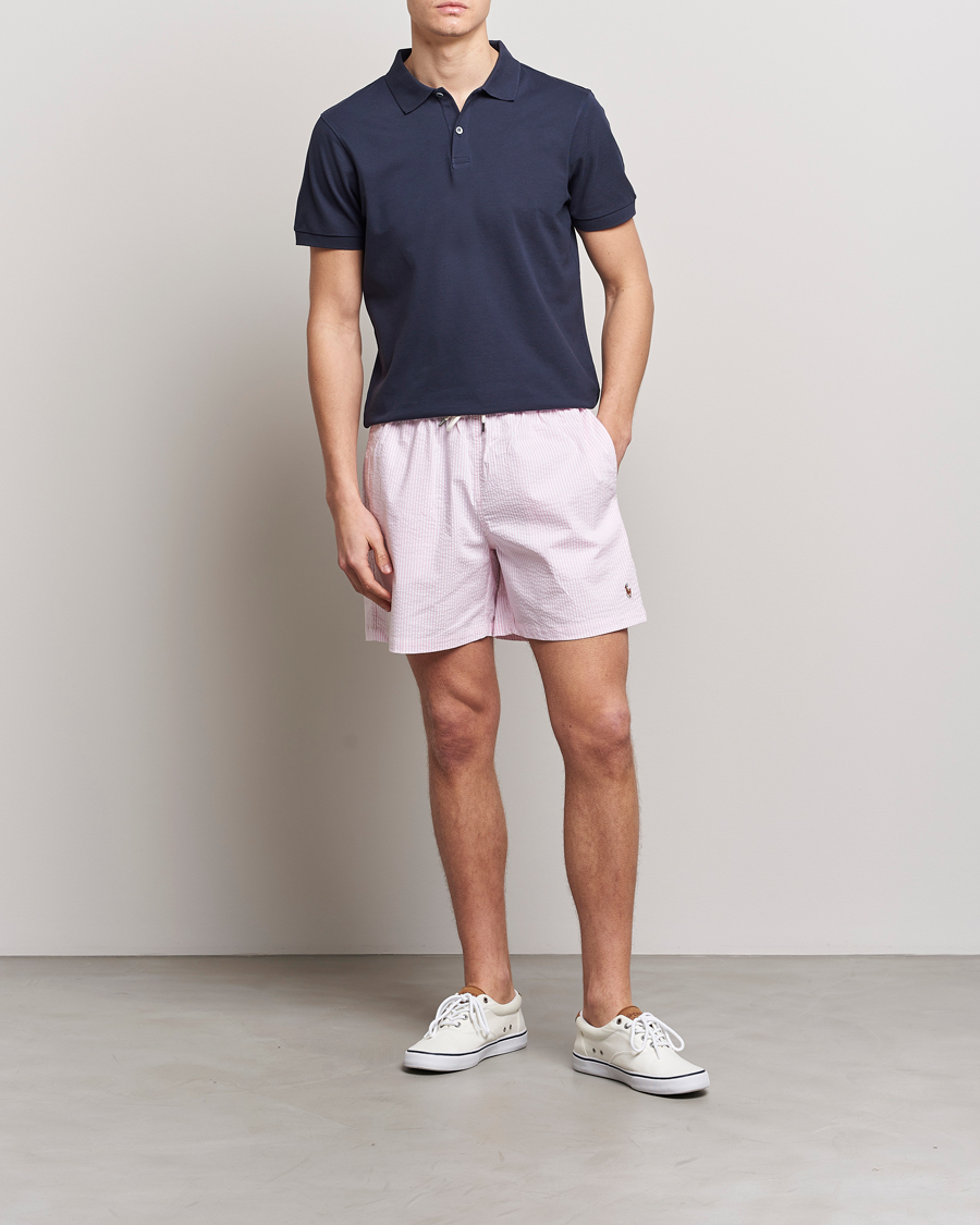 Herre | Badeshorts | Polo Ralph Lauren | Recyceled Traveler Boxer Seersucker Swimshorts Pink/White