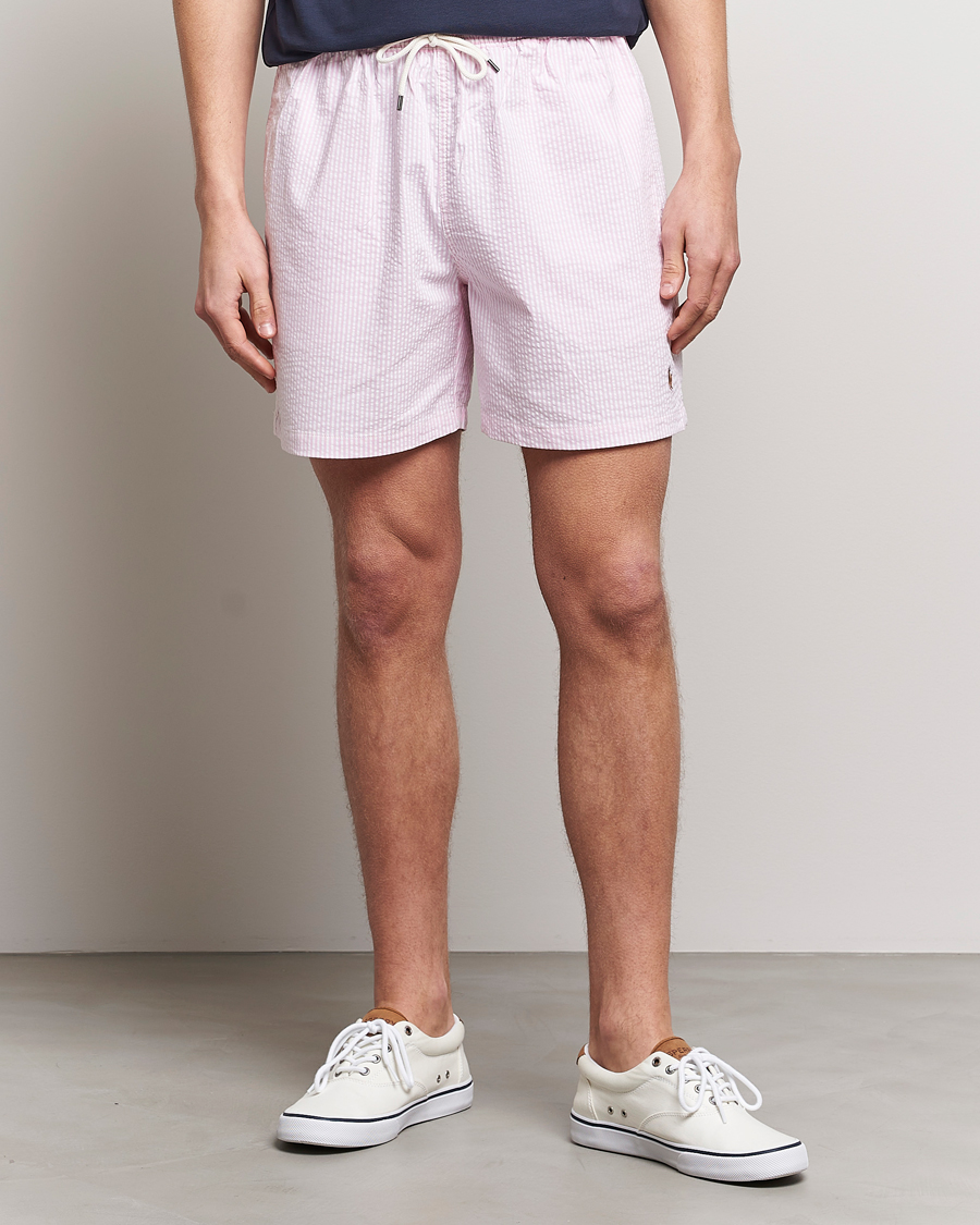 Herre | Badeshorts | Polo Ralph Lauren | Recyceled Traveler Boxer Seersucker Swimshorts Pink/White