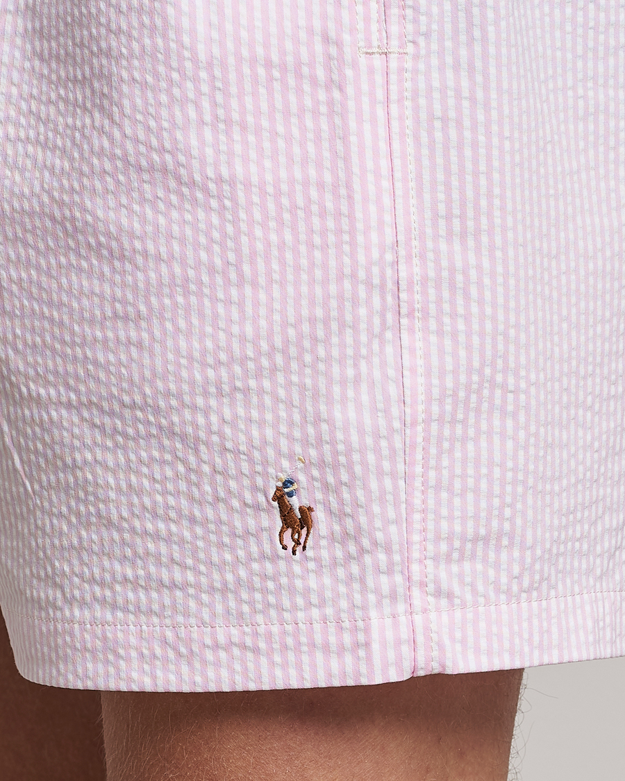 Herre | Badeshorts | Polo Ralph Lauren | Recyceled Traveler Boxer Seersucker Swimshorts Pink/White