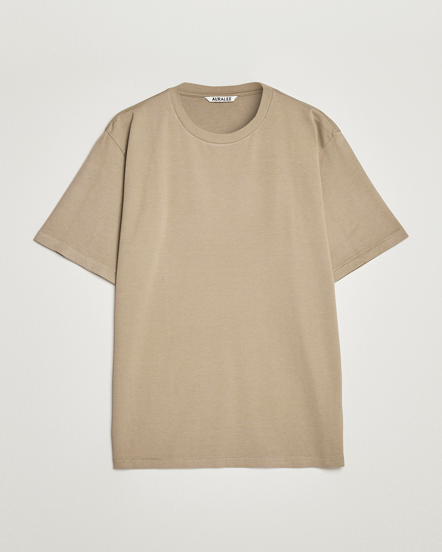 Herre | T-Shirts | Auralee | Luster Plaiting T-Shirt Khaki Grey