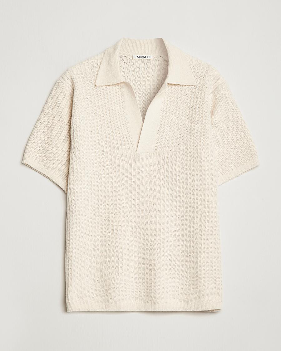Herre | Pikéer | Auralee | Wool Rib Knit Skipper Polo Ecru