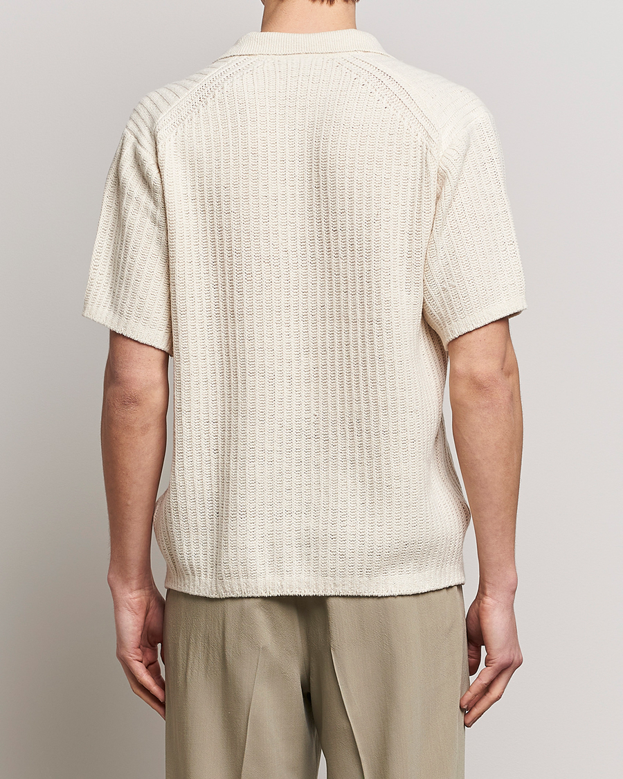 Herre | Pikéer | Auralee | Wool Rib Knit Skipper Polo Ecru